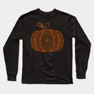 Halloween Orange Pumpkin Mandala Long Sleeve T-Shirt